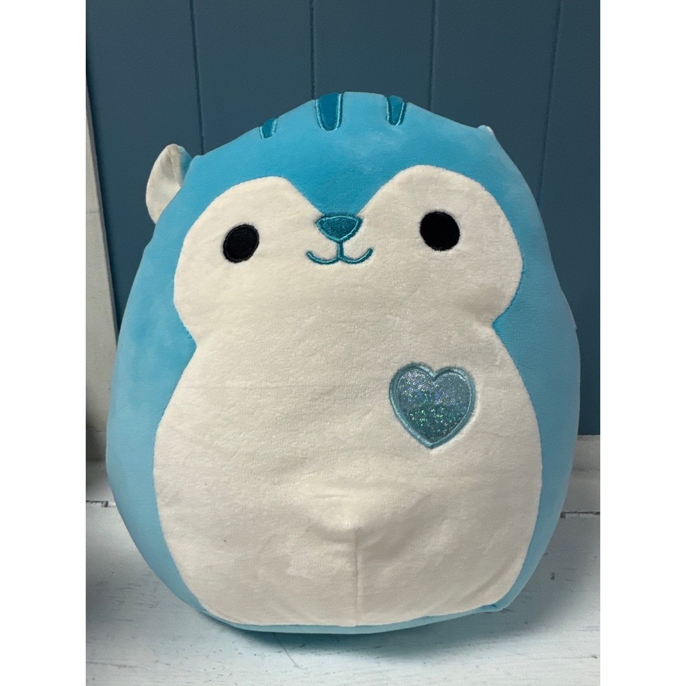 Squishmallows Santiago Squirrel Plush Turquoise Blue Heart‎ Stuffed Animal Toy